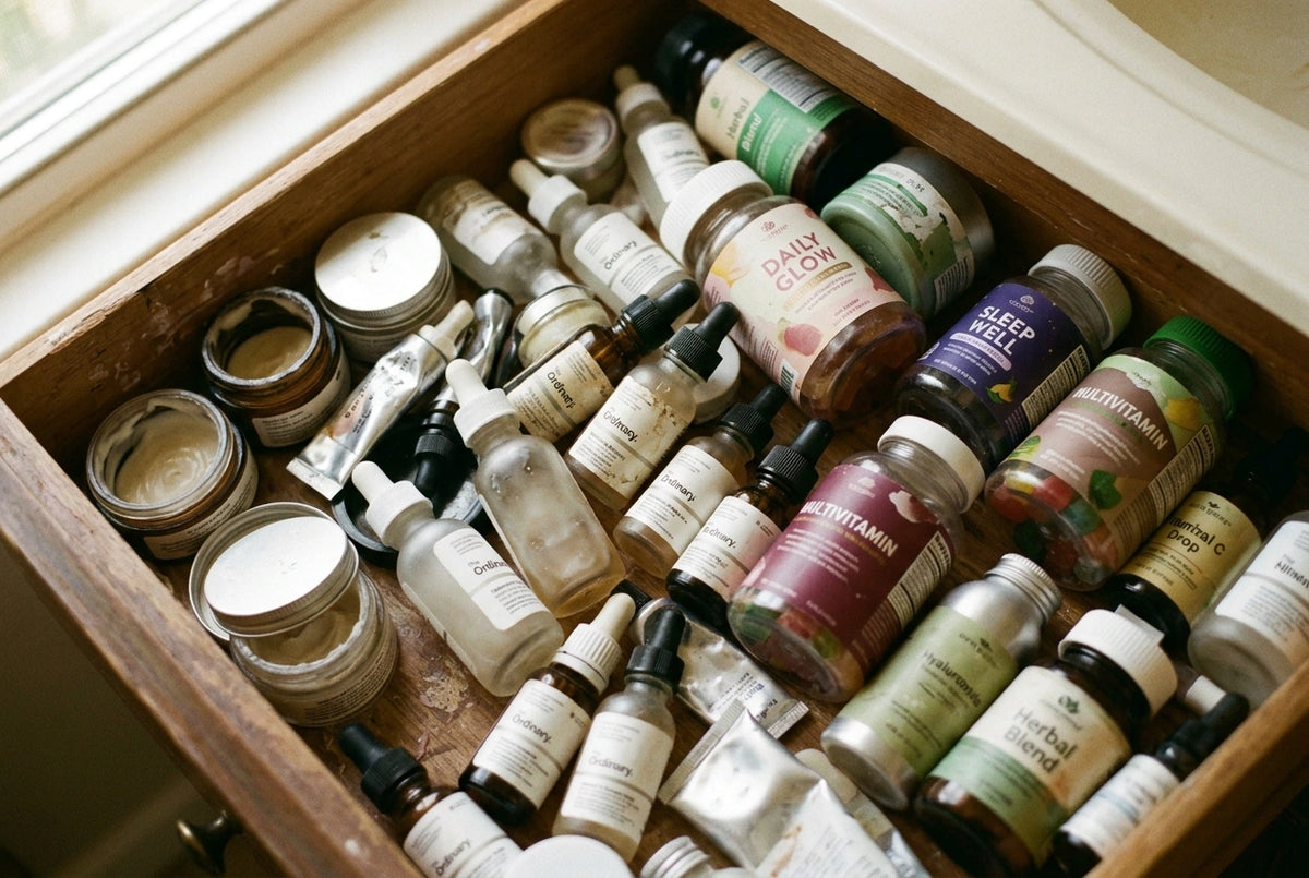 A drawer full of half-used bottles, and still not feeling like myself.